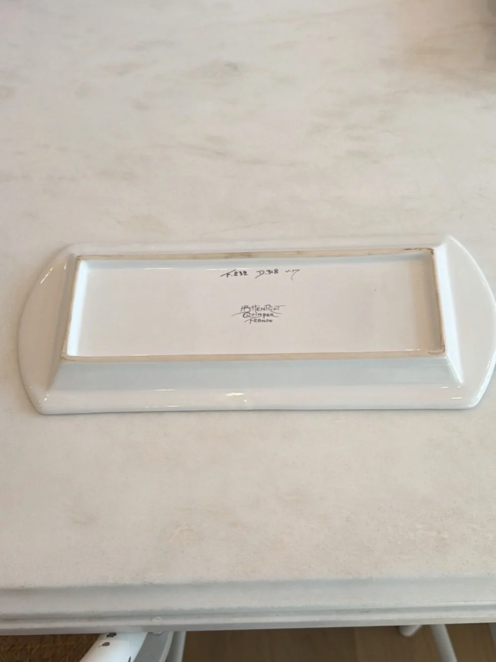 Henriot Quimper Yellow Folk-Art Rectangular Serving Tray - Home Dining